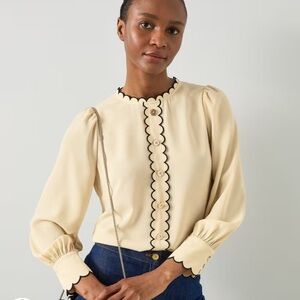 L.K. Bennett Long Sleeve Button Up Blouse Top NWT with defect Size 6